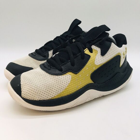 Under Armour UA Jet '23 GS White Black Gold Youth 3 Basketball Shoes 3026636-100 - Picture 4 of 10